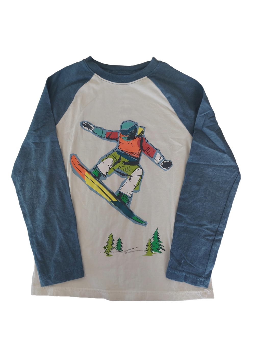 Cat & Jack Boys Blue Snowboard Graphic Long Sleeve Tee S 6/7